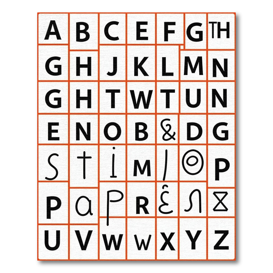 Bold Alphabet Grid Composition Rug
