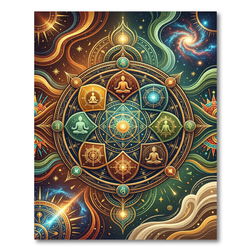 Celestial Golden Mandala Cosmic Enlightenment Rug