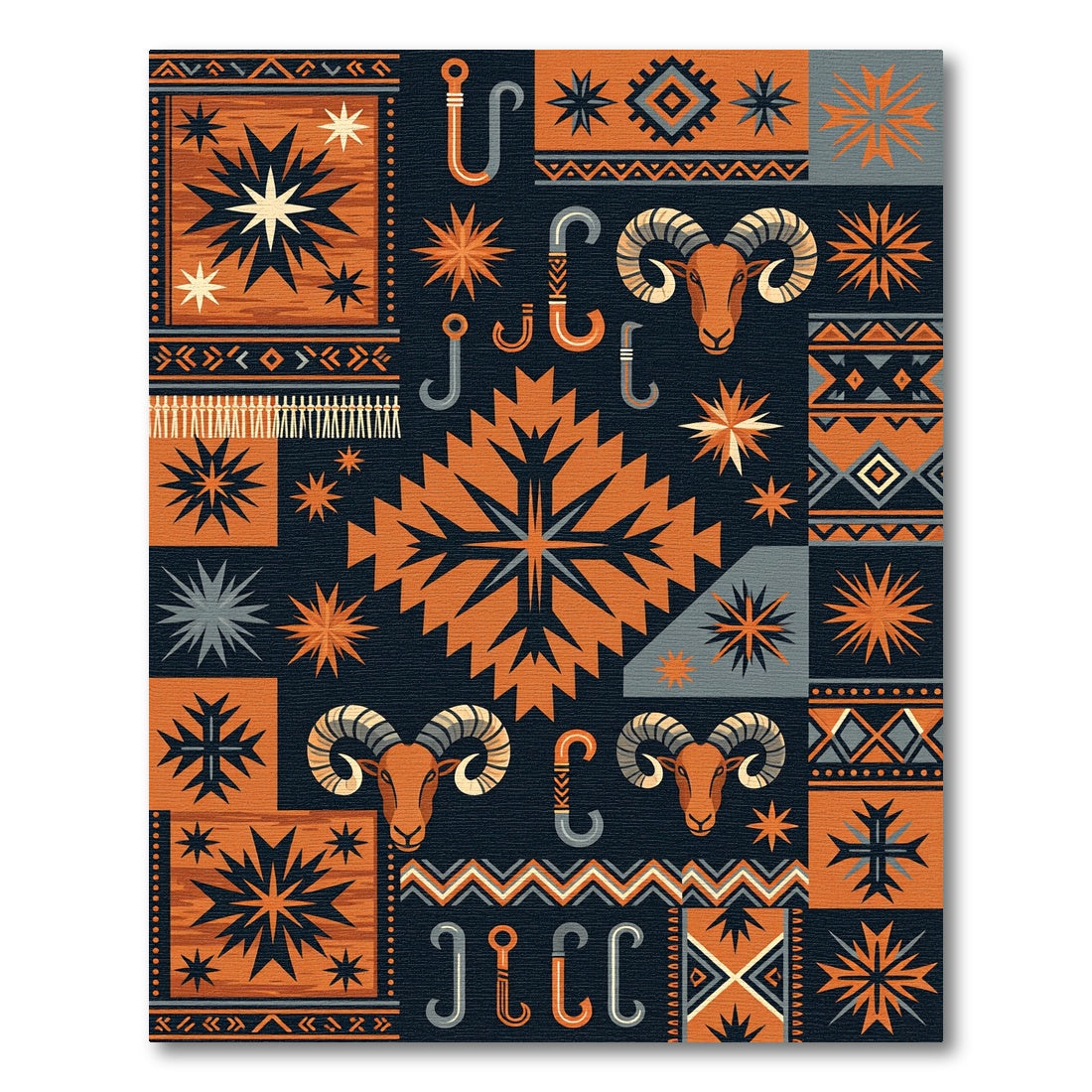 Geometric Ram Star Earthy Area Decor Rug
