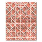 Geometric Salmon White Interlocking Grid Rug