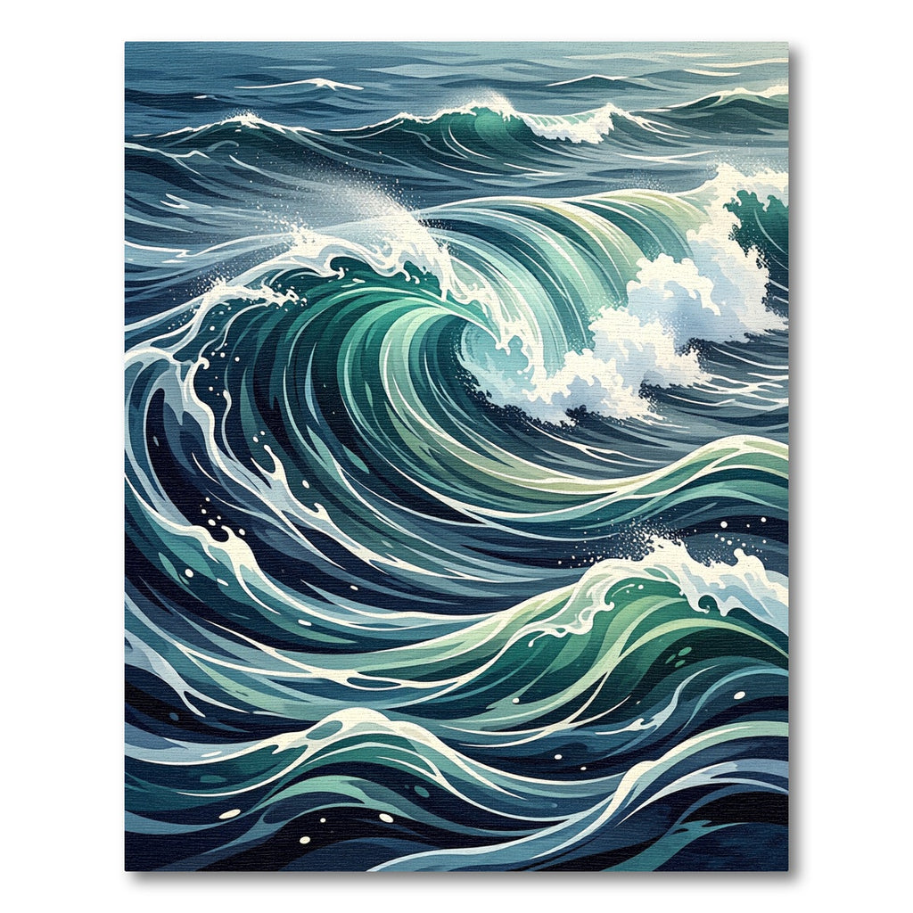 Deep Teal Swirling Ocean Waves Rug