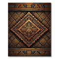 Ancient Aztec Copper Geometric Embossed Art Rug