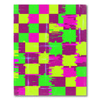 Electric Neon Glitch Checkerboard Abstract Square Rug