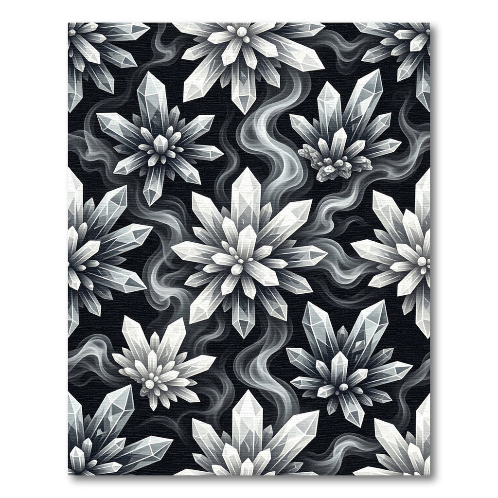 Ethereal Black and White Crystal Smoke Rug