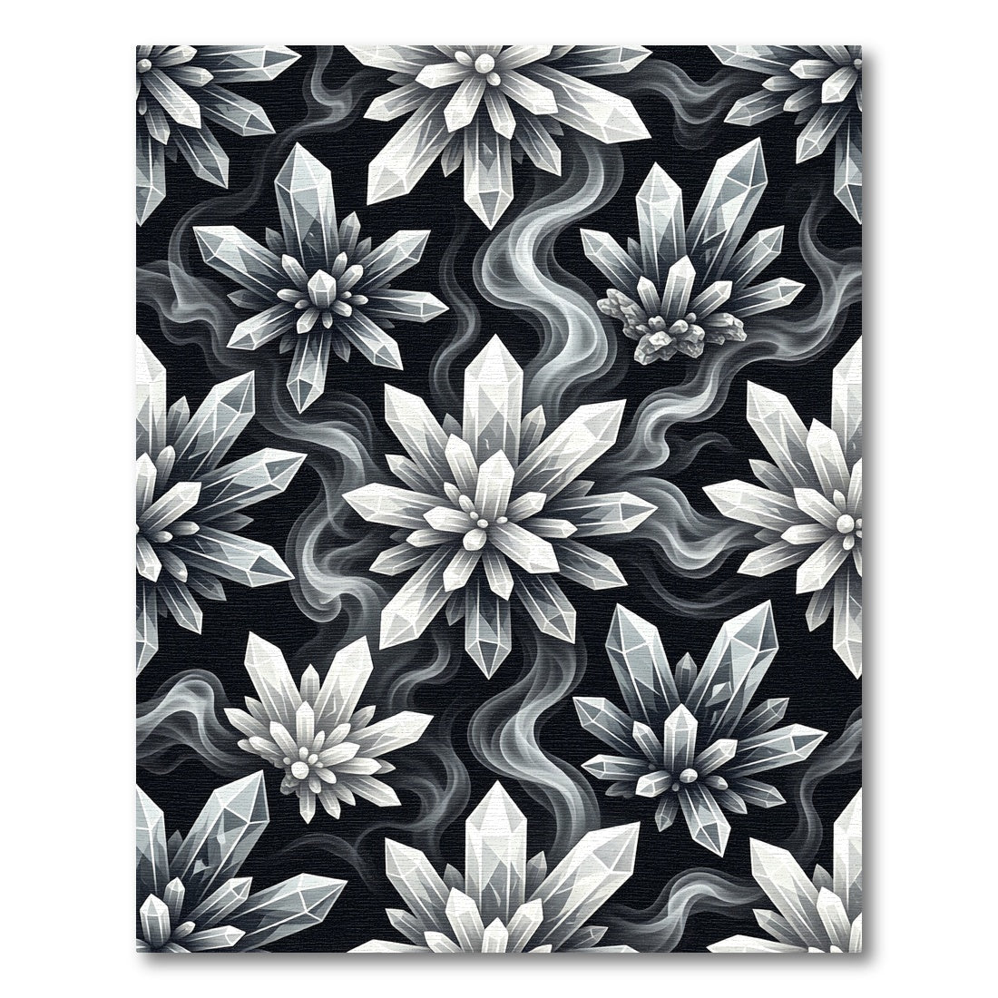 Ethereal Black and White Crystal Smoke Rug
