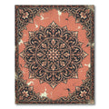 Coral Black Ornate Floral Mandala Rug