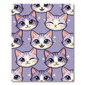 Cute Lavender Cat Face Whimsy Rug