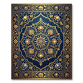 Royal Blue Gold Lotus Medallion Rug