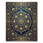 Royal Blue Gold Lotus Medallion Rug