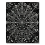 Art Deco Monochrome Ginkgo Fan Medallion Rug