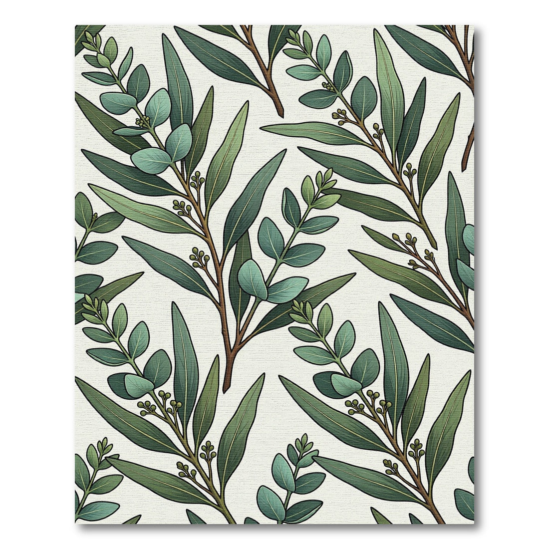 Lush Eucalyptus Leaf Botanical Garden Rug