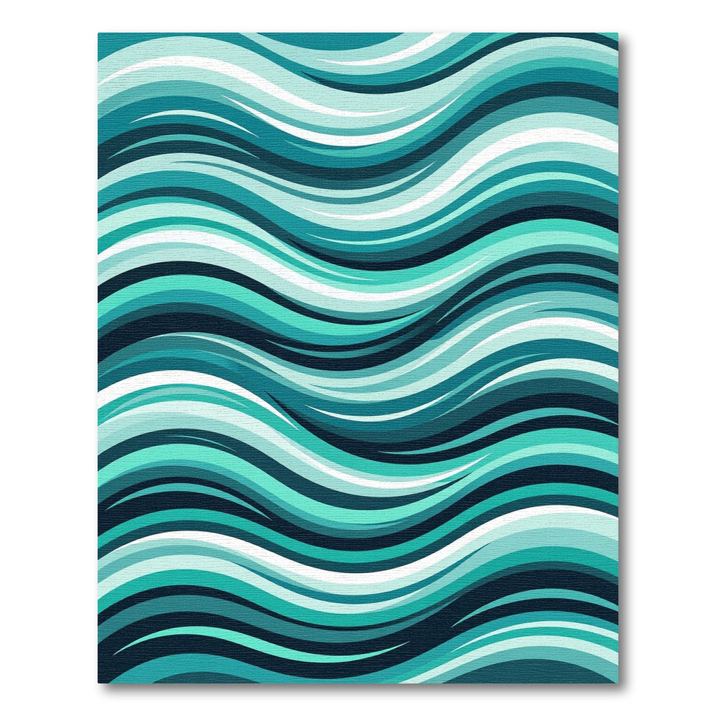 Abstract Teal Wave Flow Rug