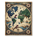 Antique Nautical Map Mythical Sea Creature Rug