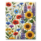 Vibrant Wildflower Meadow Botanical Art Rug