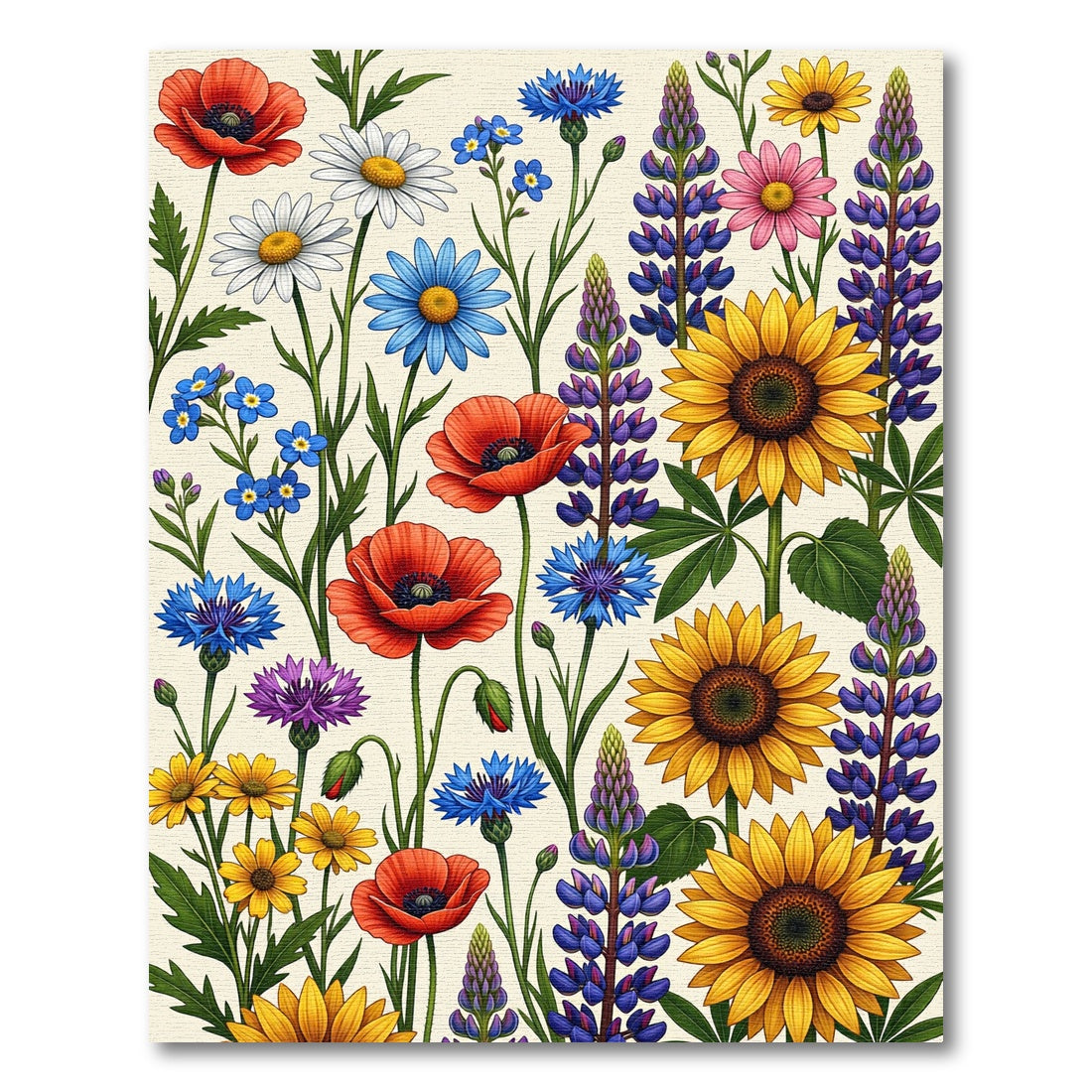 Vibrant Wildflower Meadow Botanical Art Rug