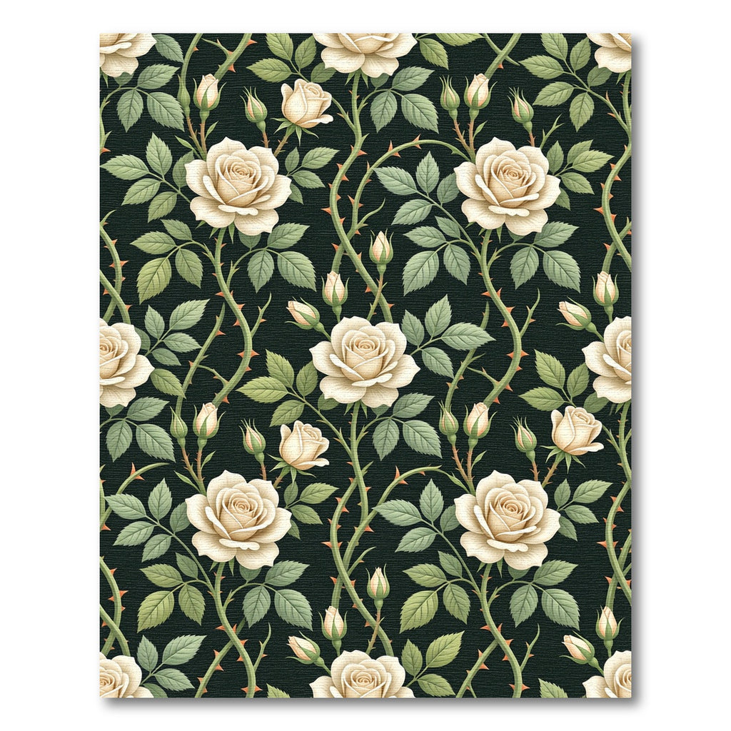Elegant Cream Rose Trellis Dark Backdrop Rug