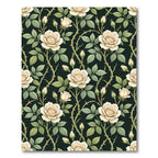 Elegant Cream Rose Trellis Dark Backdrop Rug