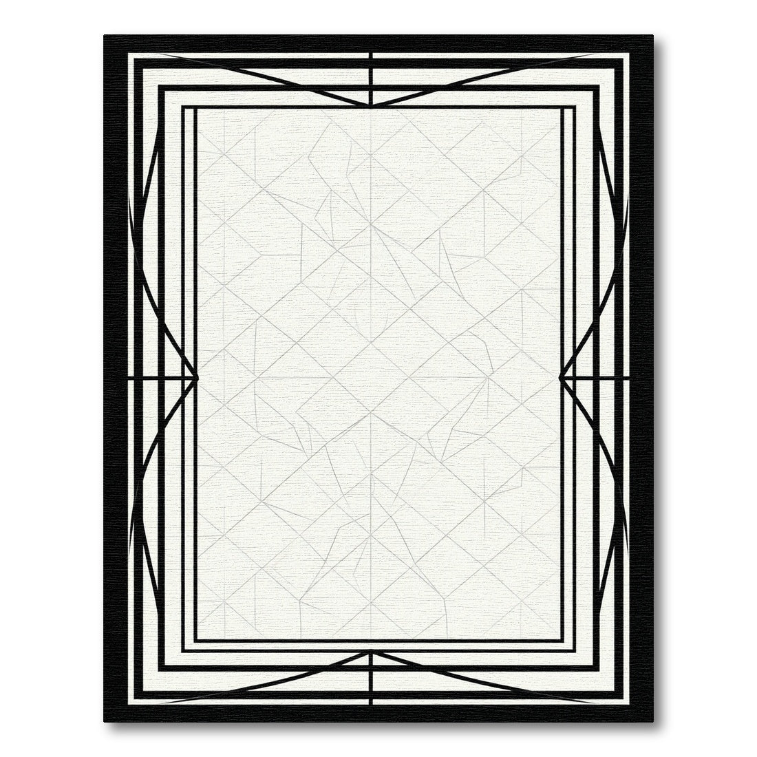 Monochrome Art Deco Geometric Frame Rug