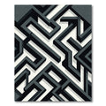 Monochrome Geometric Interlocking Labyrinth Art Rug