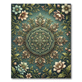 Elegant Sage Botanical Floral Medallion Rug