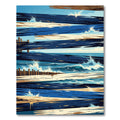 Coastal Navy and Sandy Beach Abstract Plank Rug