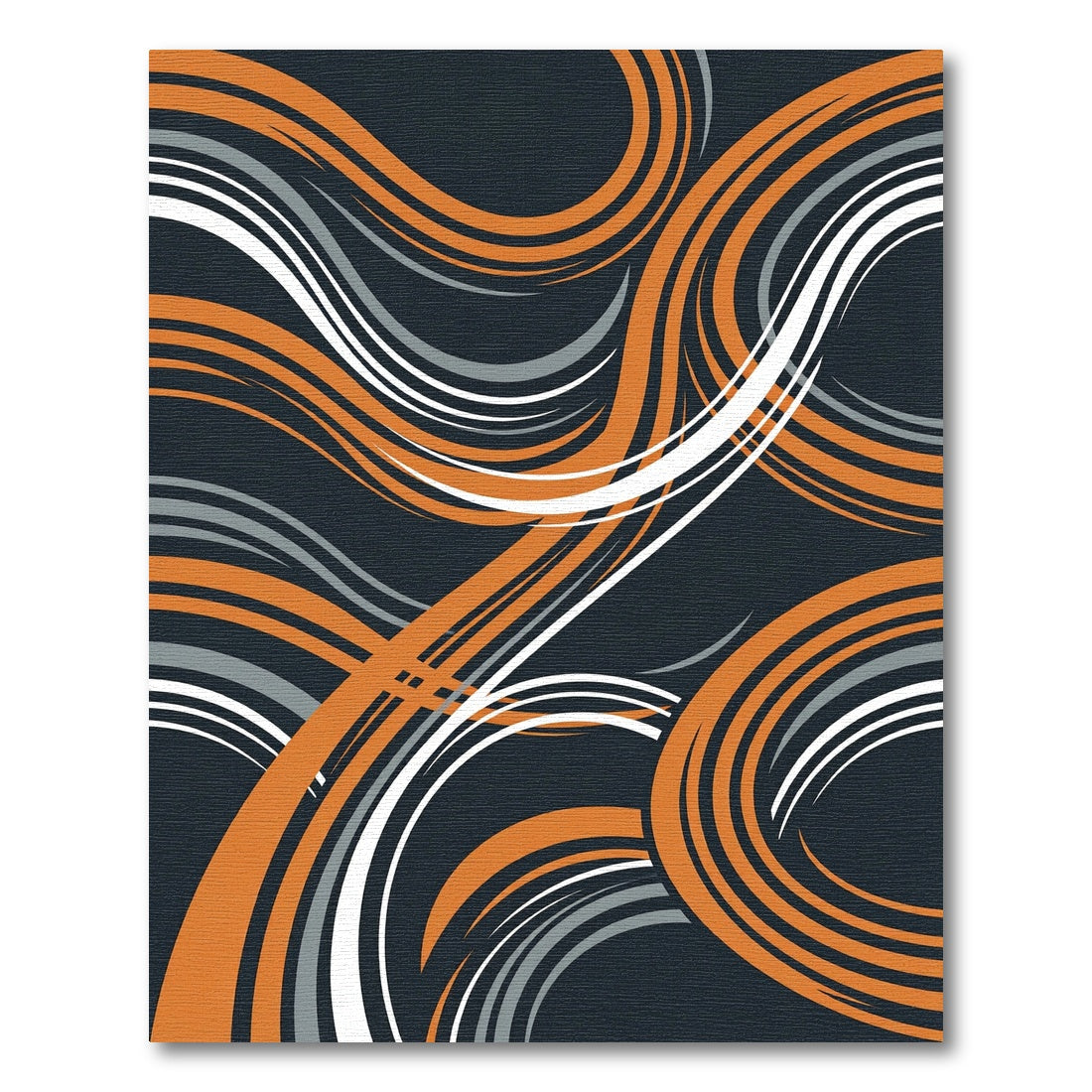 Modern Abstract Orange Gray Swirl Rug