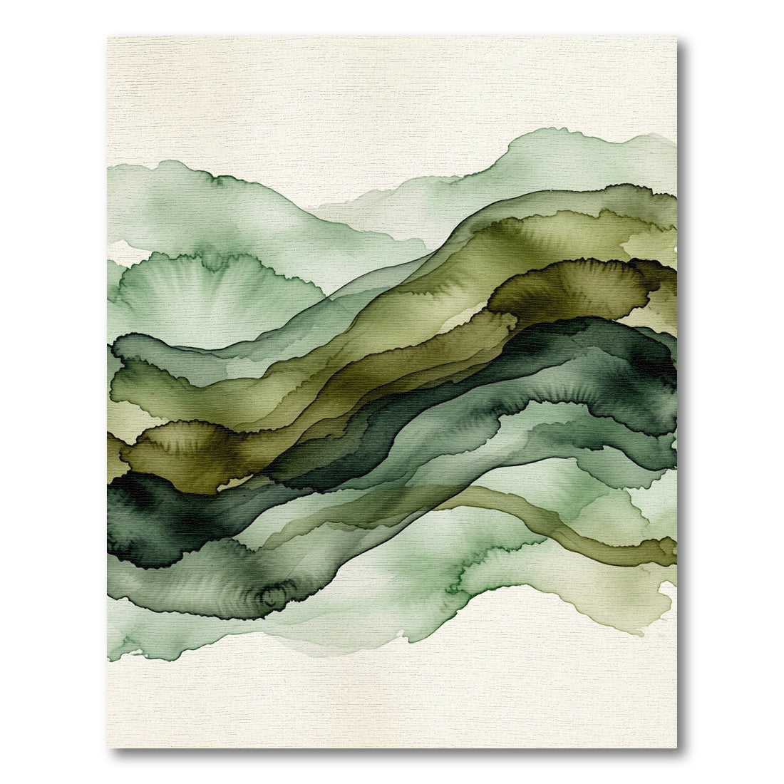 Ethereal Sage Forest Abstract Wave Rug