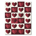 Cherry Red Heart Geometric Grid Rug