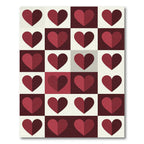 Cherry Red Heart Geometric Grid Rug
