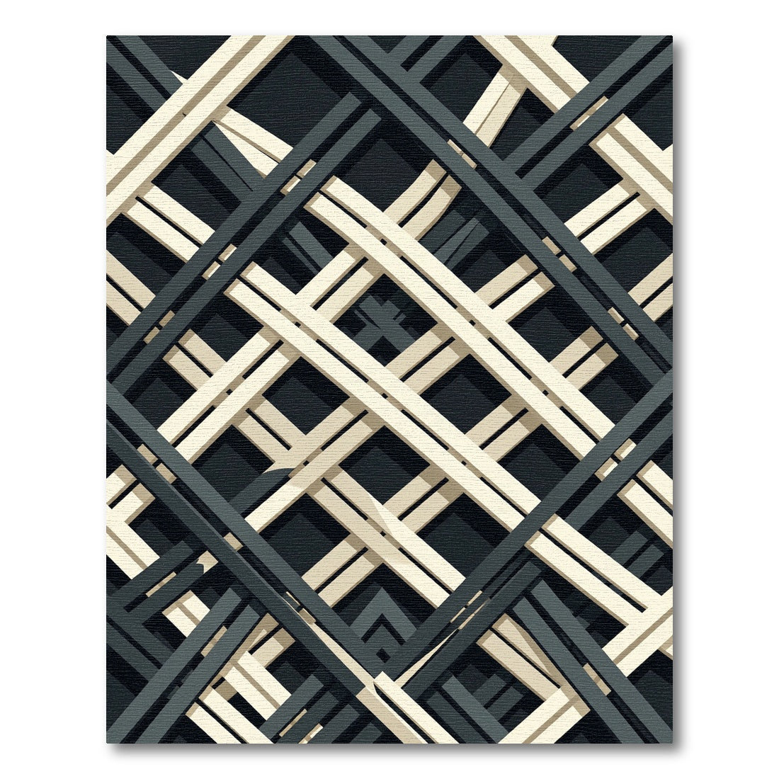 Black Cream Intersecting Lattice Rug