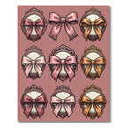 Ornate Pink Bows and Vintage Frames Rug