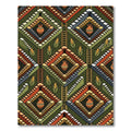 Geometric Mesoamerican Step Pyramid Earthy Tile Rug