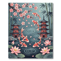 Koi Fish Pagoda Cherry Blossom Pond Rug
