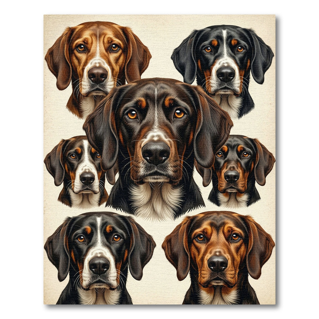 Portrait Hound Dog Collage Art Rug