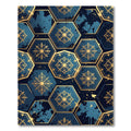 Gilded Midnight Blue Hexagon Floral Rug