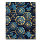Gilded Midnight Blue Hexagon Floral Rug