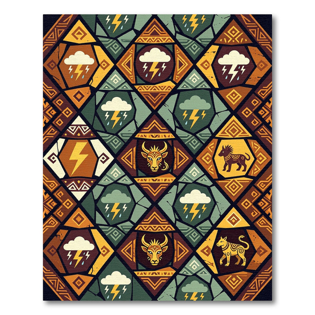Earthy Thunderstorm Animal Geometric Patchwork Rug