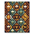 Earthy Thunderstorm Animal Geometric Patchwork Rug