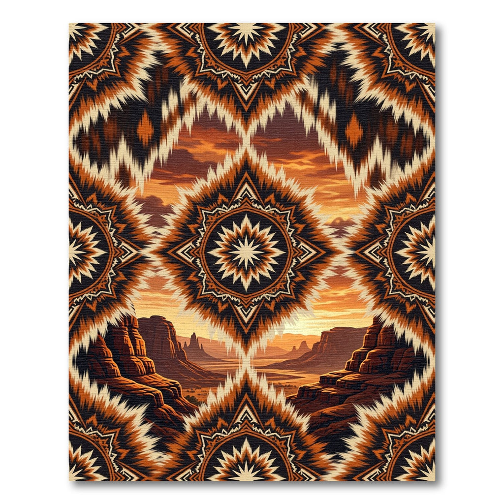 Southwestern Sunburst Canyon Landscape Rug