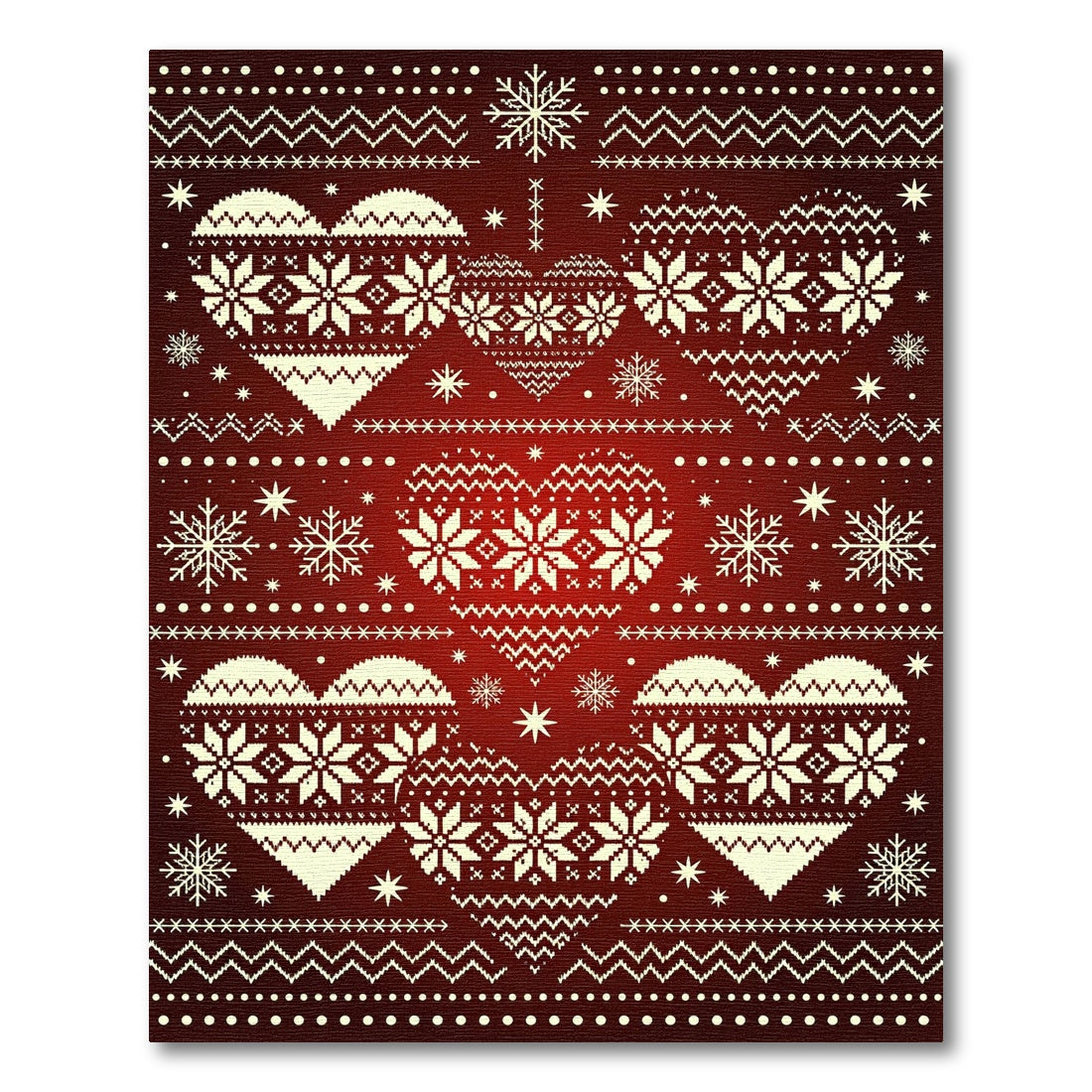 Red Nordic Heart Snowflake Fair Isle Rug