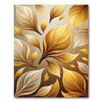 Golden Floating Foliage Botanical Arrangement Rug
