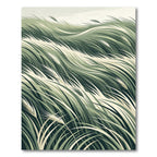 Earthy Green Tall Grass Waves Rug