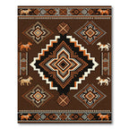 Brown Tribal Canine Geometric Rug