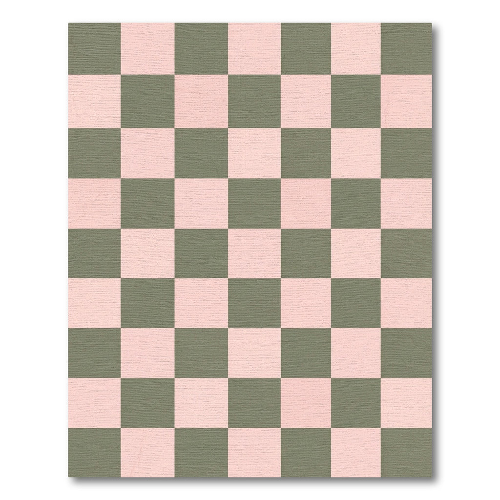 Olive Pink Checkered Square Arrangement Rug