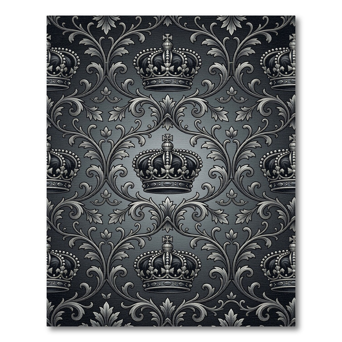 Regal Black Gray Crown Arabesque Rug
