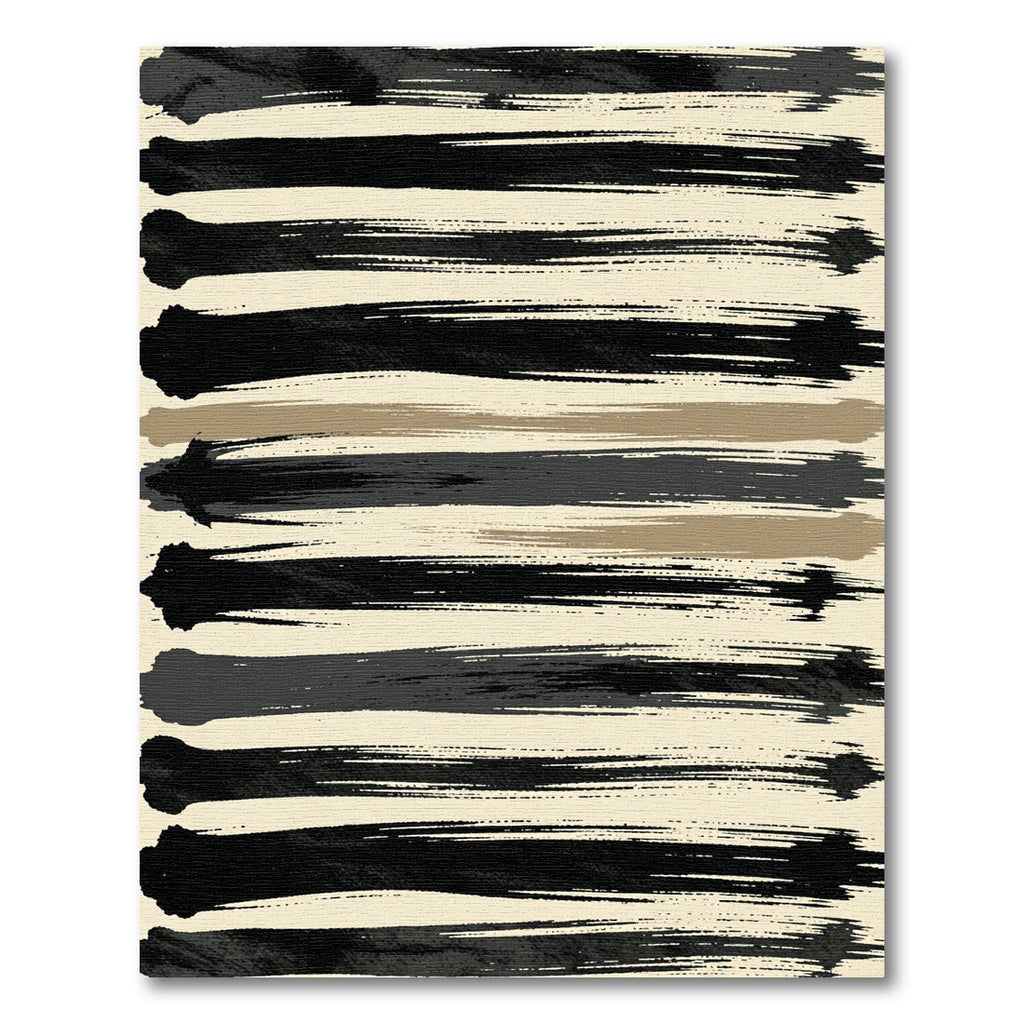 Textured Black Brush Stroke Stripes Rug