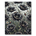 Dramatic Black Poppy Floral Arrangement Rug