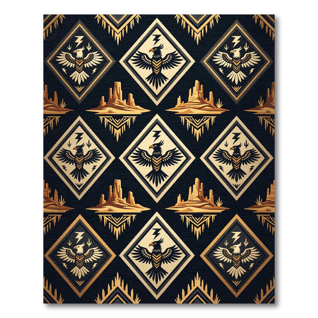 Black Gold Southwestern Eagle Desert Rug