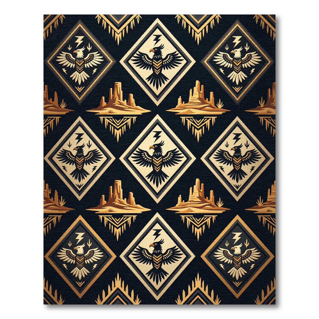 Black Gold Southwestern Eagle Desert Rug