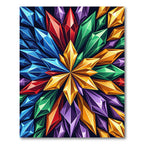Vibrant Geometric Jeweled Starburst Art Rug